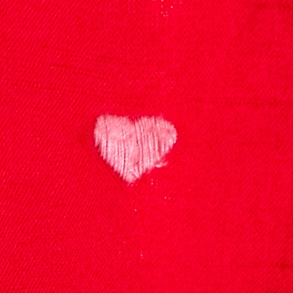 Style and Co Casual Button Down Red Shirt Long Sleeve Embroidered Hearts Medium - Picture 6 of 6
